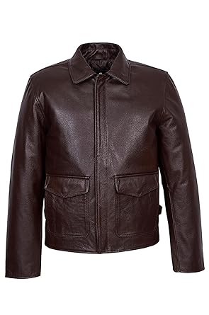 Smart Range Herren Indiana Jones Lässige Jacke im Stadt Stil Braun Klassische Weich Echte Lamm Fell Lederjacke