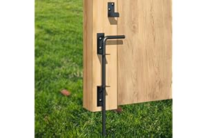 BOODVON 12" Cane Bolt Gate Drop Rod Heavy Duty Gate Hardware, Gate Ground Latch for Wood Metal Vinyl Gates Doors Stopper for Gate Ground, Wrought Iron Gate Latches, Black Finish-1 Pack