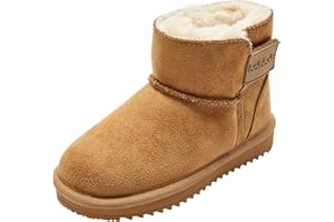 Balabala Little Kids Suede Winter Snow Boots, Warm Fur Lining Comfortable Mini Boots for Toddler Boys Girls
