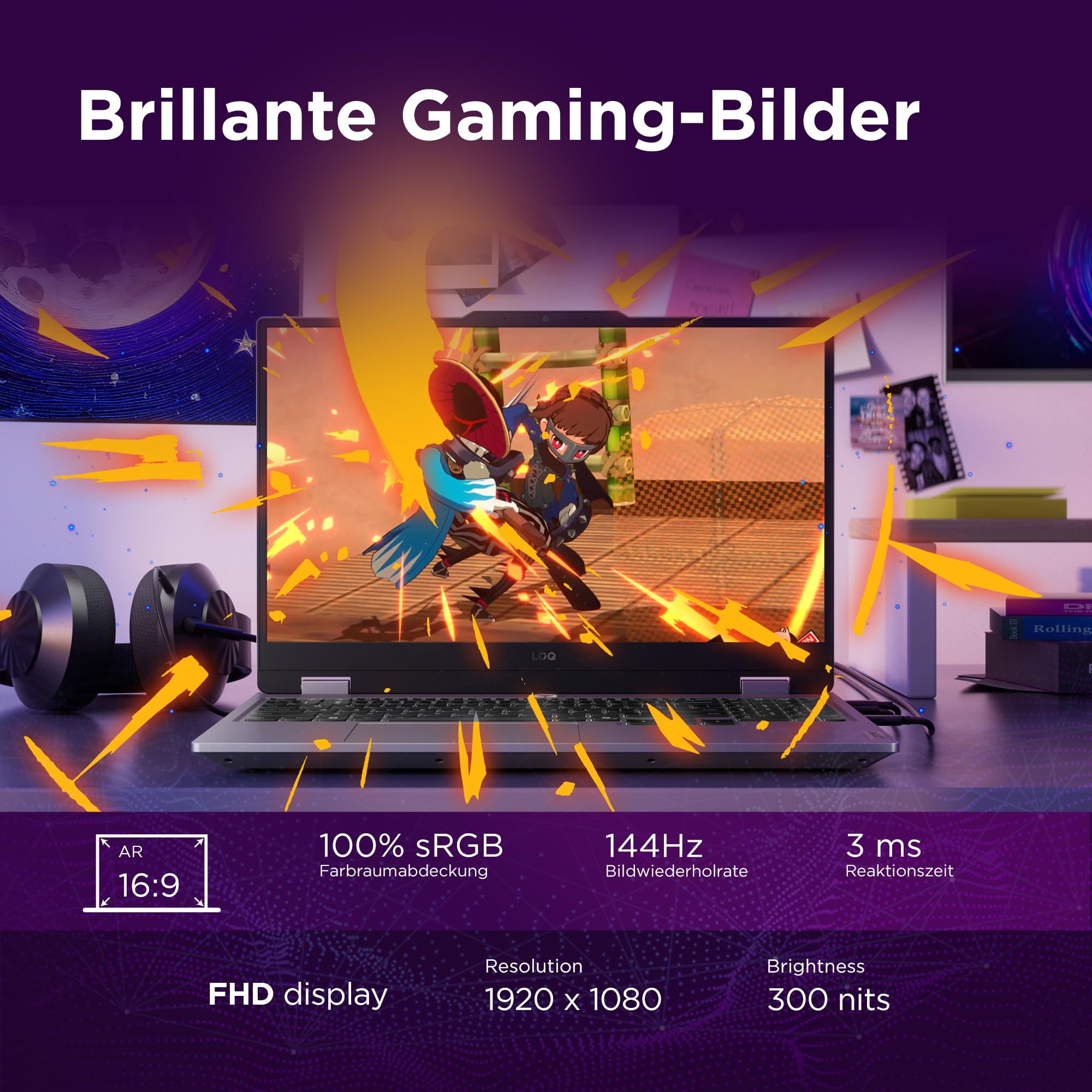 Lenovo LOQ Gaming AI Laptop | 15.6" Full HD 144Hz | NVIDIA GeForce RTX 5060 8GB | AMD Ryzen 7 250 | 16GB RAM | 1TB SSD | Win11 | QWERTZ | Weiss-Beleuchtete Tastatur | Grau | 3 Monate Game Pass 8