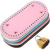 NUOBESTY Pu Leather Bag Bottom Base with Holes and Nails Oval Purse Cushion Pad for Crochet Handbag Making Durable Bag Shaper Pad for DIY Tote Bags 8.66X3.93 Inches