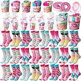 Chuarry 24 Pairs Valentine's Day Cupcake Socks Bulk, Funny Donut Ice Cream Socks for Women Girl, DIY Gift with Gift Boxes Cupcake