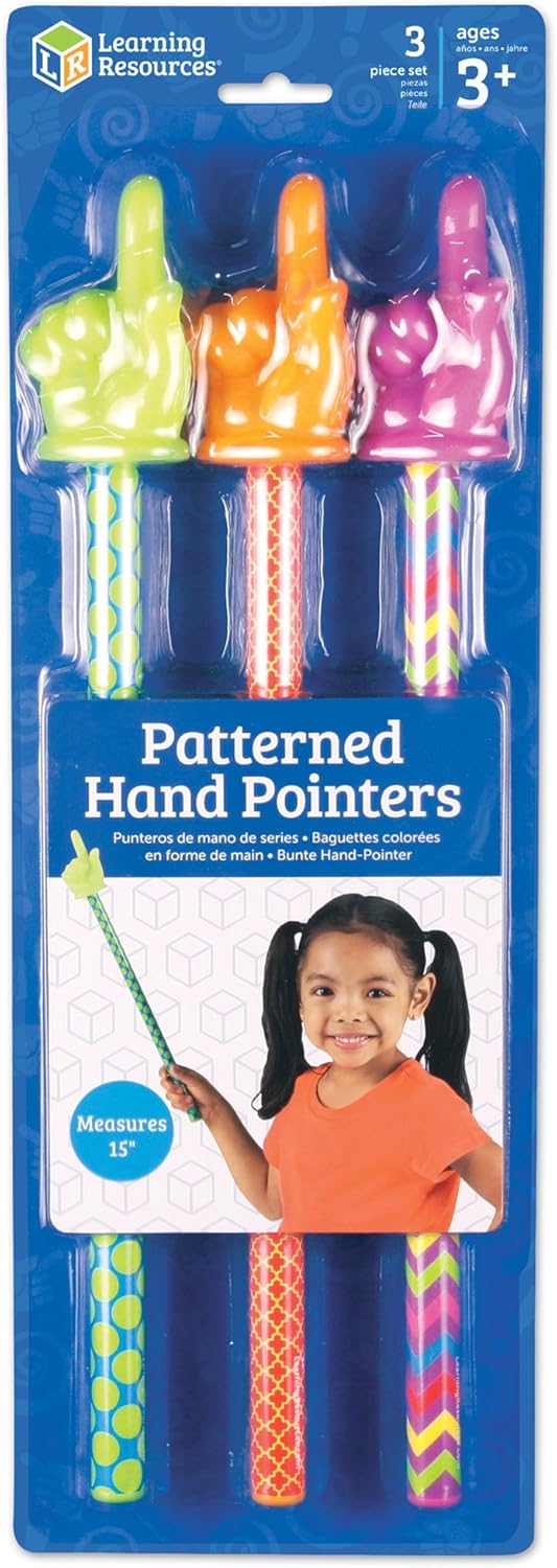 Learning Resources Patterned Hand Pointers, Homeschool, Classroom Helper, Assorted Colors, Set of 3, Ages 3+: Toys & Games