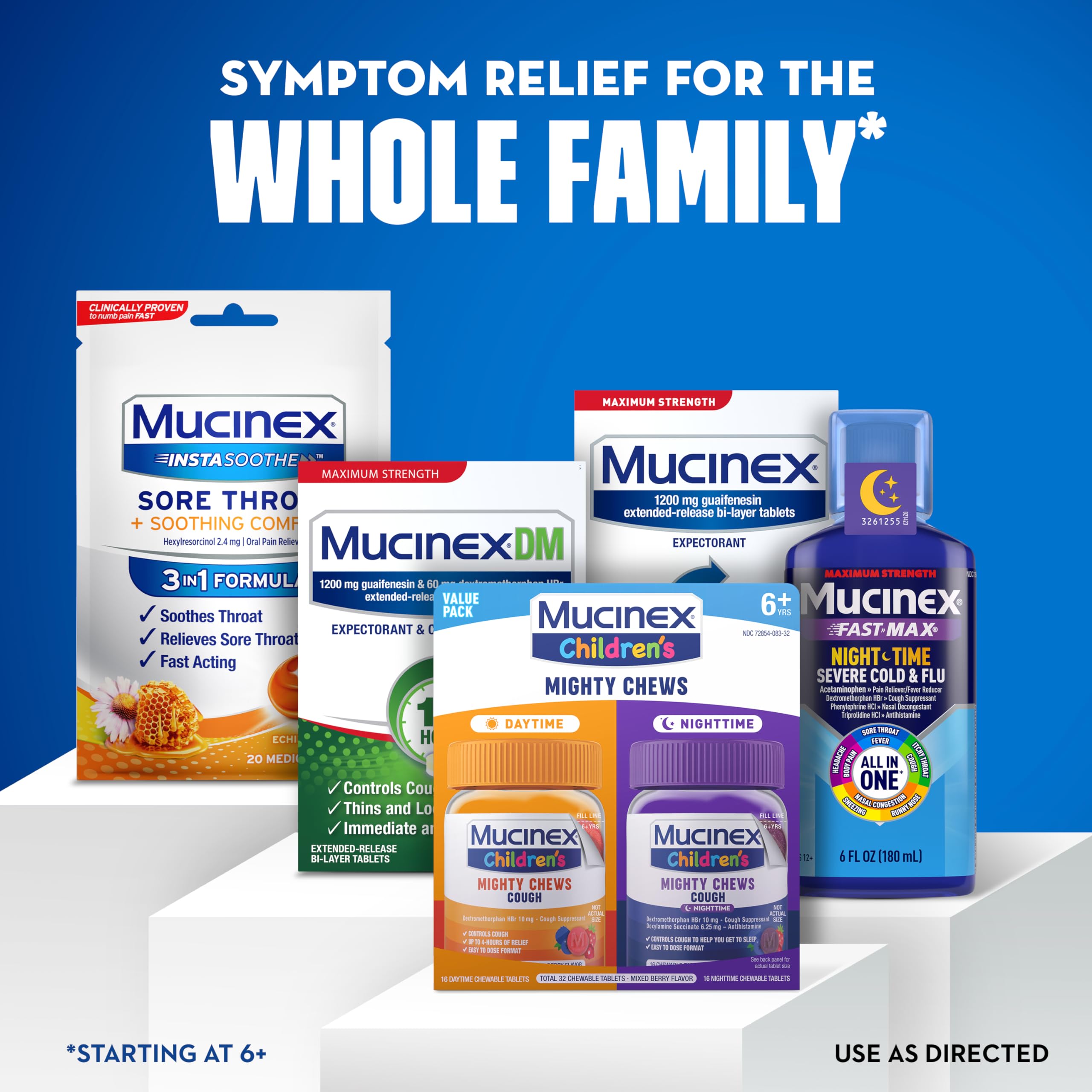 Mucinex Children's Mighty Chews Kids Cough Medicine Daytime and Nighttime Value Pack, Easy to Dose Cough Suppressant for Kids with Dextromethorphan, Mixed Berry Flavor, 32 Medicated Chewable Tablets