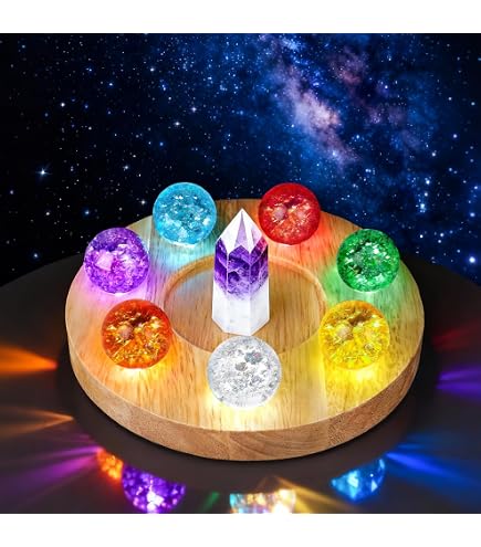 Amazon.com: Ornalrist 7 Chakra Natural Healing Spheres with Wooden