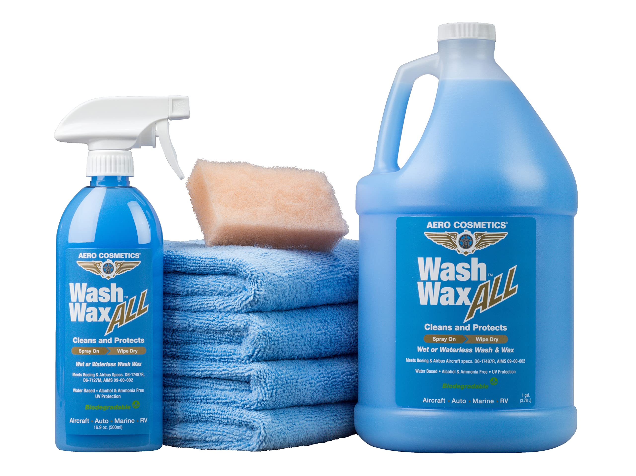 Aero Cosmetics Wet or Waterless Car Wash Wax Kit. Aircraft Quality for Your Car, RV, Boat, Motorcycle. The Best Wash Wax. Anywhere, Anytime, Home, Office, School, Garage, Parking Lots.