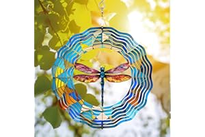 64DECALS 64memory Dragonfly Wind Spinner, Dragonfly Wind Spinner Hanging for Yard and Garden, Unique Gift Wind Spinner, 3D Hanging Wind Spinner Outdoor, Cute Dragonfly Wind Spinner