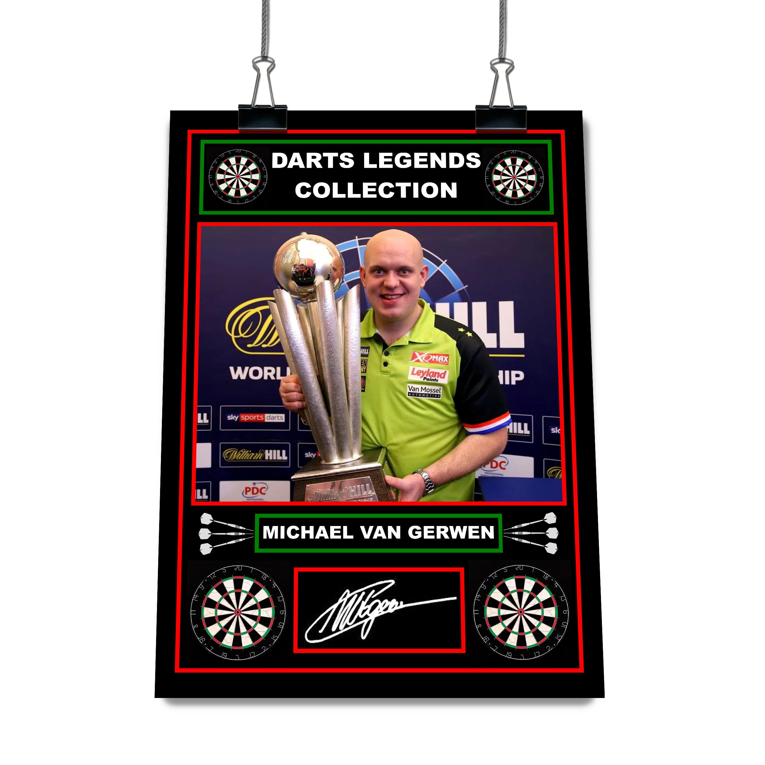 Darts Legends Collection: Michael van Gerwen, Dart Champion Pre-Printed Autograph Signed Print Dart Players Memorabilia Fan Art (A4 Print Only)