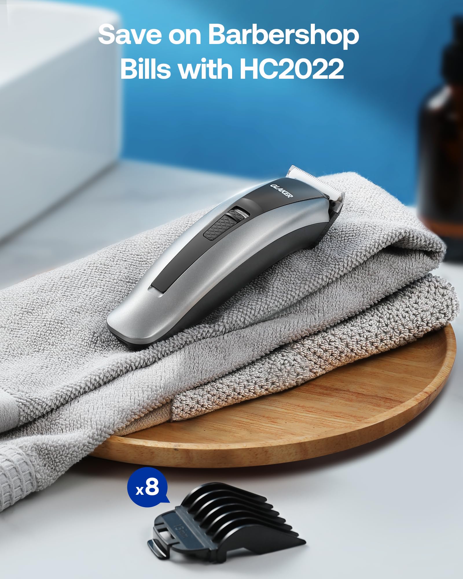 GLAKER Hair Clippers for Men - Cordless 2 in 1 Versatile Hair Trimmer with ABS Guards,Professional Haircutting Kits for Blending & Fade Cuts