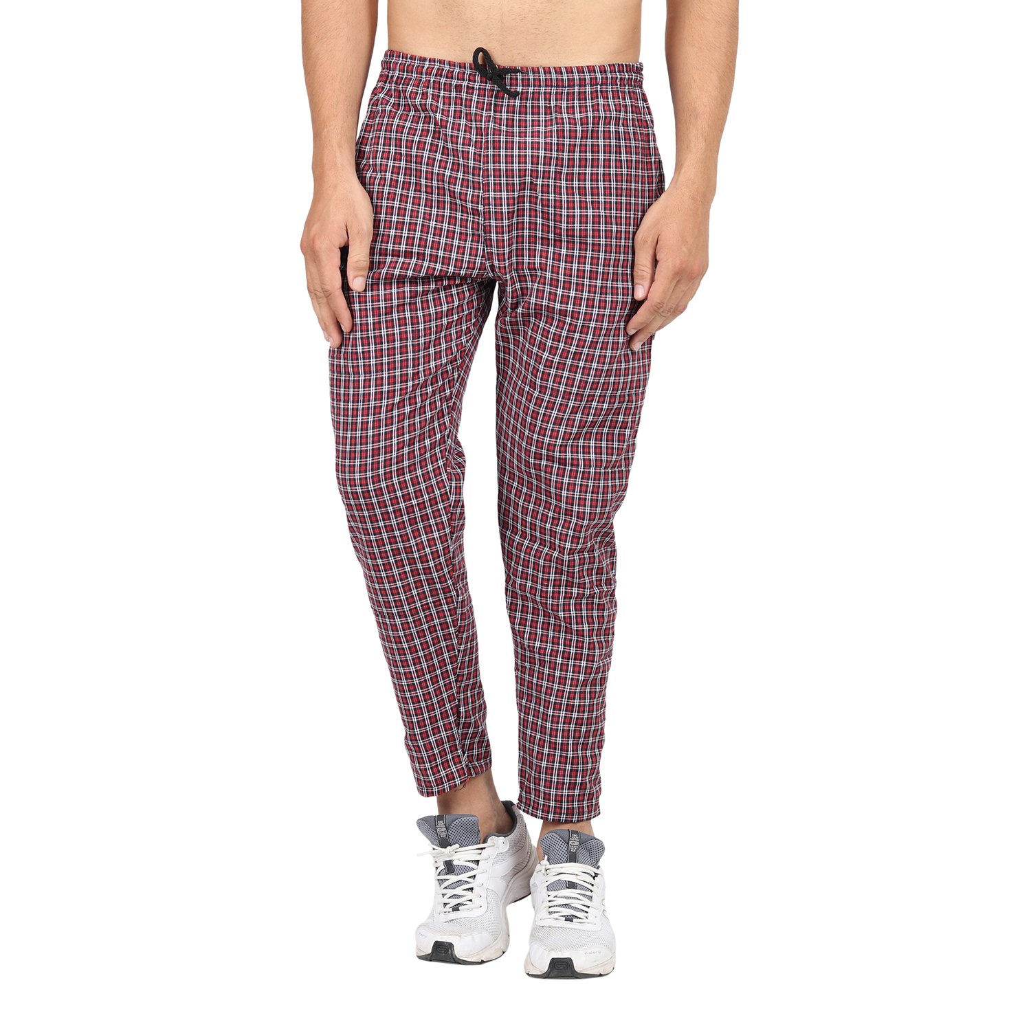 bis creations men's cotton checkered red pyjama