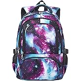 BLUEFAIRY Kids Backpack for Girls Elementary Middle School Bags Primary School Bookbags Child Back to School Gifts with Tablet Sleeve Large Compartment Mochila para Niñas 17" Aged 8-10 Galaxy Purple