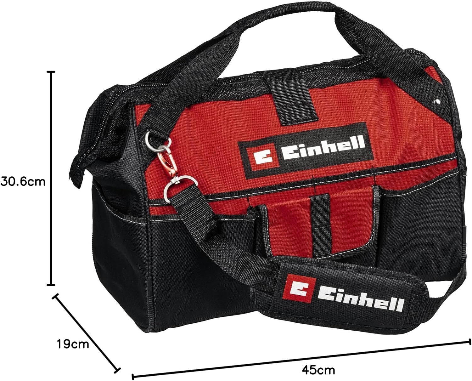 Original Einhell Tasche Bag 45/29 (für Werkzeuge & Zubehör, langlebig mit verstärktem Boden, Tragegurt, Tragegriff, verschiedene Taschen und Fächer) 6
