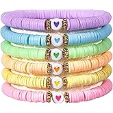 JIASHUYEYE Preppy Bracelets for Teen Girls - Stackable Boho Surfer Friendship Bracelets Set for Little Girls & Women