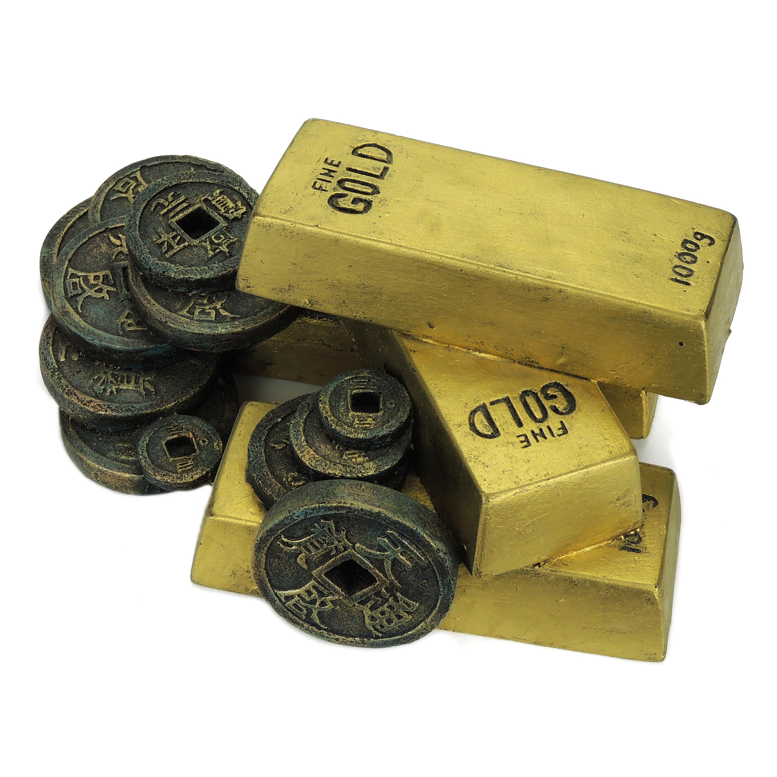 CLASSIC Small Gold Bars with Coins Aquarium Ornaments 180mm
