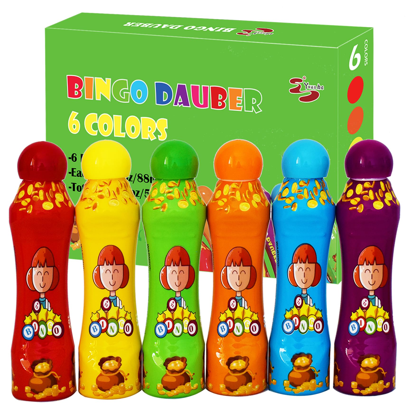 Photo 1 of Yuanhe Bingo Daubers Dot Markers - 3 oz Paint Dotter Bingo Dabbers/Dobbers, Set of 6