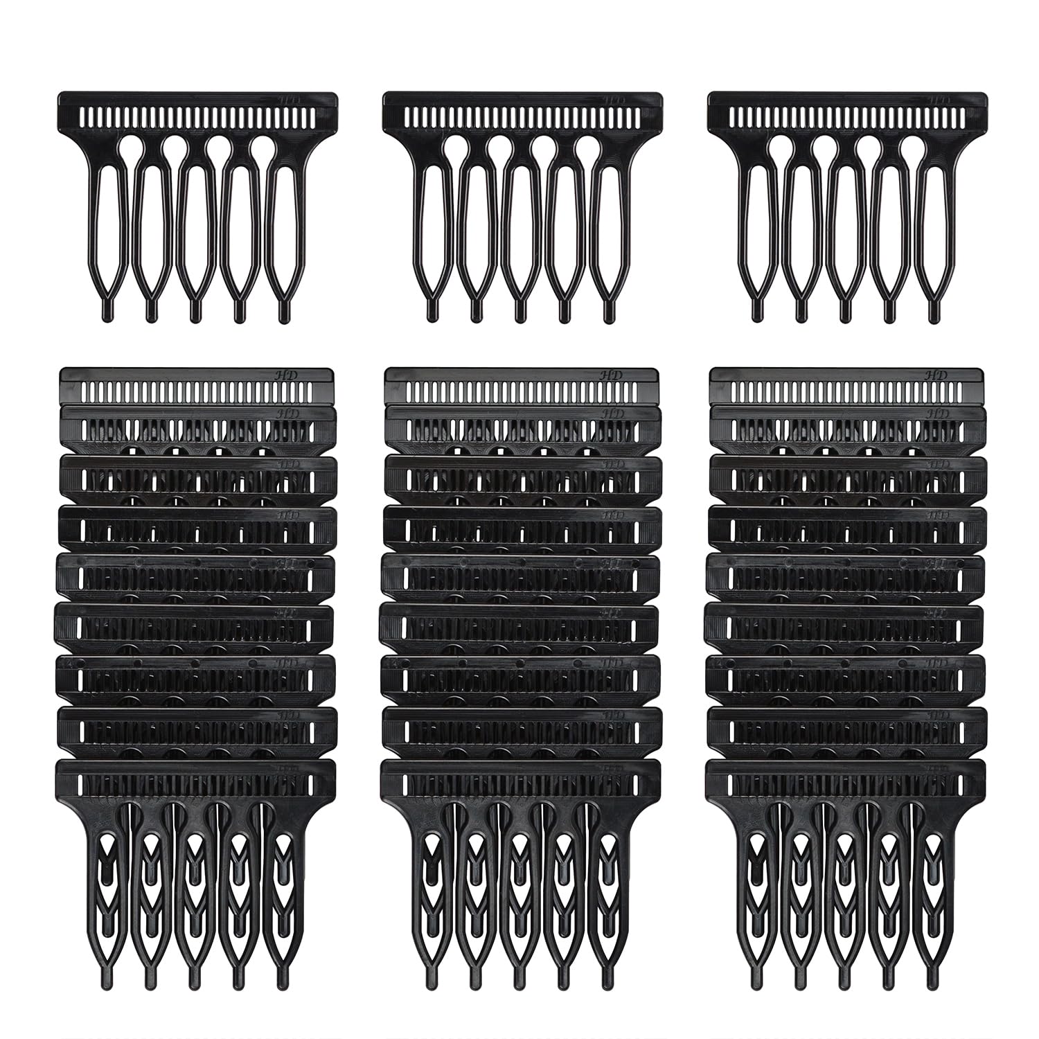 30 Pcs Hair Combs Black Plastic Clips 5-teeth Wig Combs for Lace Wigs Cap Making Wigs Accessories Styling Tools