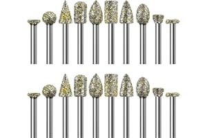 LUMUANK 20Pcs 46-Grit Diamond Grinder Bits for Dremel Tool Accessories, 1/8" Shank, Rotary Tool Bits for Stone Glass Resin Porcelain Ceramic Dog Nail Glaze Metal Carve Engrave Polish