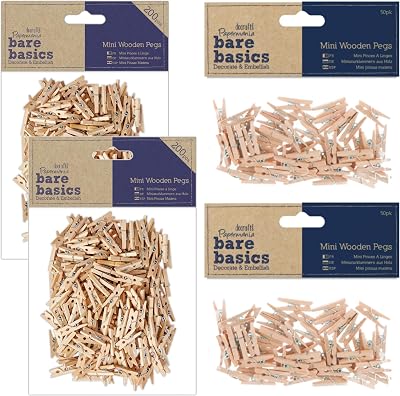 Papermania Wooden Natural Mini Pegs Pack Of 500 for Paper Craft Home Decor