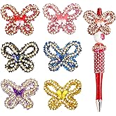 6Pcs Butterfly Shape Focal Beads for Pens Colorful Butterfly Rhinestone Fancy Spacer Beads for DIY Craft Beadable Pens Keychains Bracelet Necklace Earrings