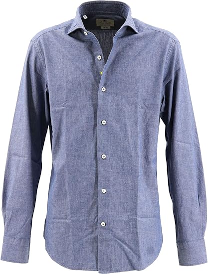 Amazon Giannetto ジャンネット メンズ カッタウェイ コットン シャンブレーシャツ Slim Fit Chambray Essential Wel84 S002 ブルー シャツ 通販