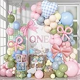 Goose Balloon Arch Kit Pastel Pink Blue Sage Green Balloons Garland Bow Gingham Heart Foil Balloon One Silly Goose Birthday Party Decorations Girl Dusty Pink Blue Yellow Duck Baby Shower Gender Reveal
