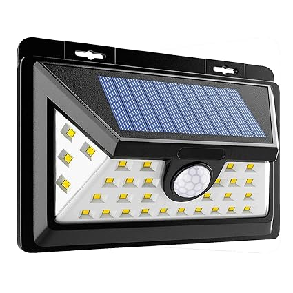 US1984 Solar Powered Led Wall Light 34 LED Motion Sensor Street Lights with Upgraded Solar Panel, Best Lighting for Wall, Patio, Garden, Landscape, Deck, Shed, Lawn
