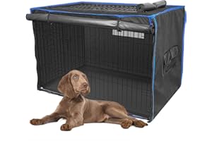 THADAVO Double Door Dog Crate Cover, 600D Oxford Kennel Kennel Covers with Waterproof, Windproof, Breathable Mesh, Storage Pocket, 24 Inch, Cage Covers for Cat Small Puppy