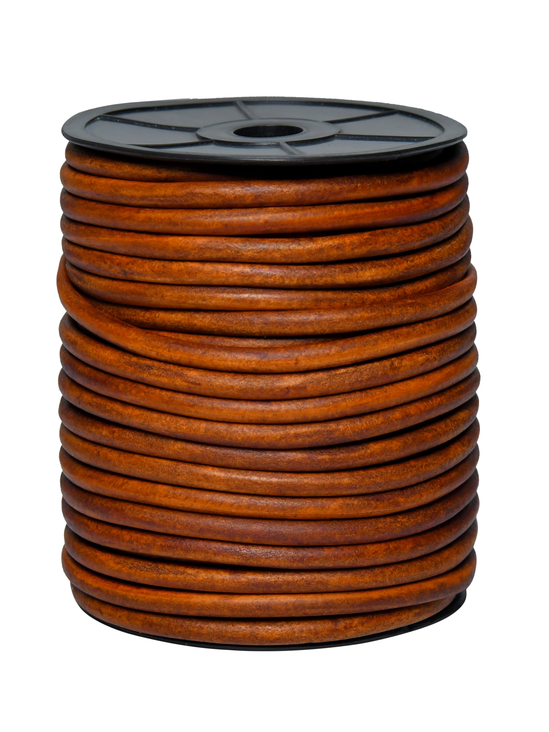 Cords Essentials Round Leather String Cord 6mm Distressed Tan 5.5 Yards
