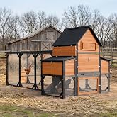 120" Large Wooden Chicken Coop with Run for 6-10 Chickens | Outdoor Poultry Cage, Hen House with Nesting Boxes &amp; Perches, PVC Liners for Easy Cleaning, Large Windows for Ventilation