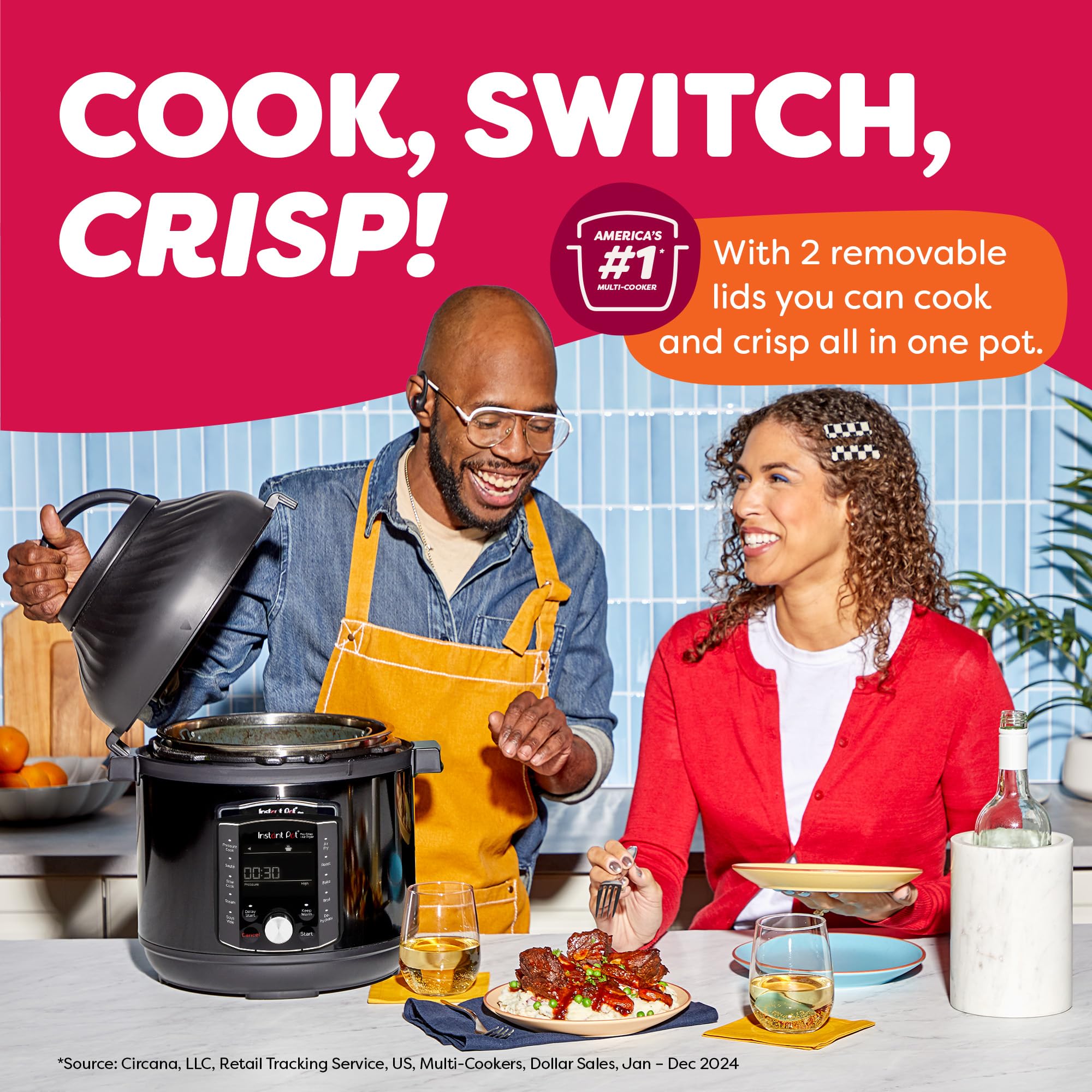 Instant Pot Pro Crisp 11-in-1 Air Fryer and Electric Pressure Cooker Combo with Multicooker Lids that Air Fries, Steams, Slow Cooks, Sautés, Dehydrates, & More, Free App With Over 800 Recipes, 8 Quart