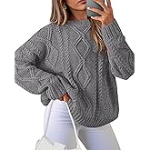 BTFBM Casual Women Long Sleeve Sweater 2026 Fall Ribbed Knit Pullover Loose Crewneck Cable Sweater Jumper Tops