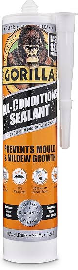 Gorilla 1144110 All Conditions Sealant Silicone Clear 295ml Fast Set Mould