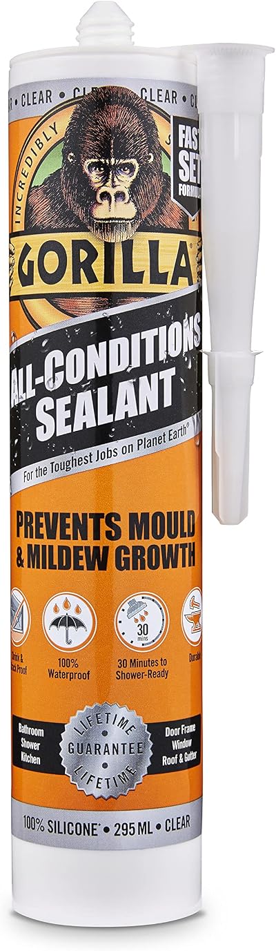Gorilla 1144110 All Conditions Sealant Silicone Clear 295ml Fast Set Mould