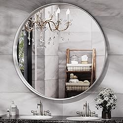 Hasipu 38 Inch Wall Mirror for Bathroom, Round