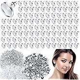 Sureio 1000 Pieces Stud Earring Kit Include 300 12 mm Stud Earrings Blanks Cabochon Bezel Settings, 350 Rubber Post Backs and 350 Stainless Steel Ear Backs for Jewelry Making(Silver)