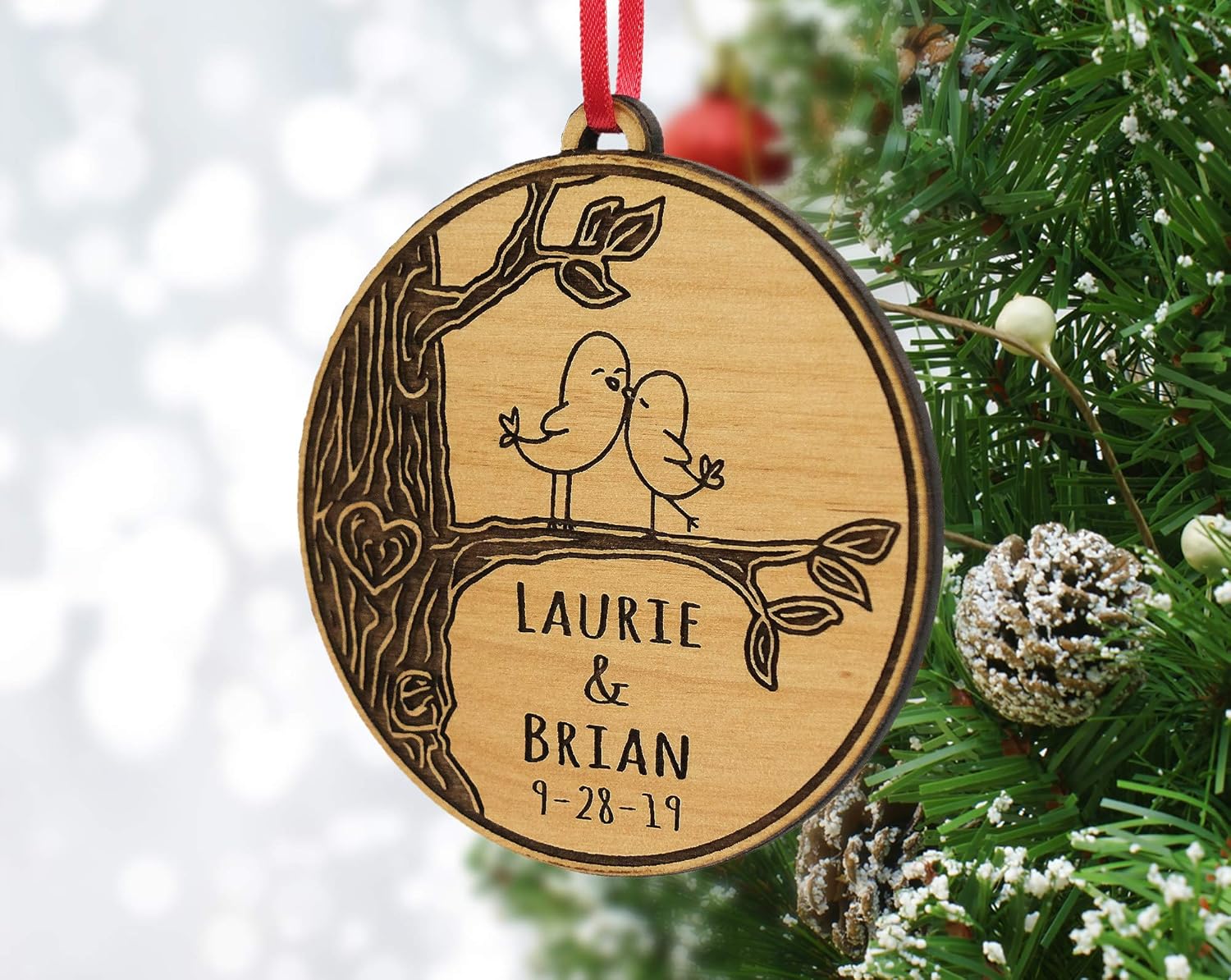 Newlywed Christmas Ornament Lovebirds