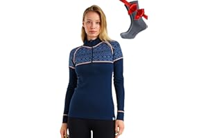 MERINO.TECH Merino Wool Base Layer Women - 100% Merino Half Zip Sweater Women Lite, Midweight, Heavyweight Thermal Shirts and Socks