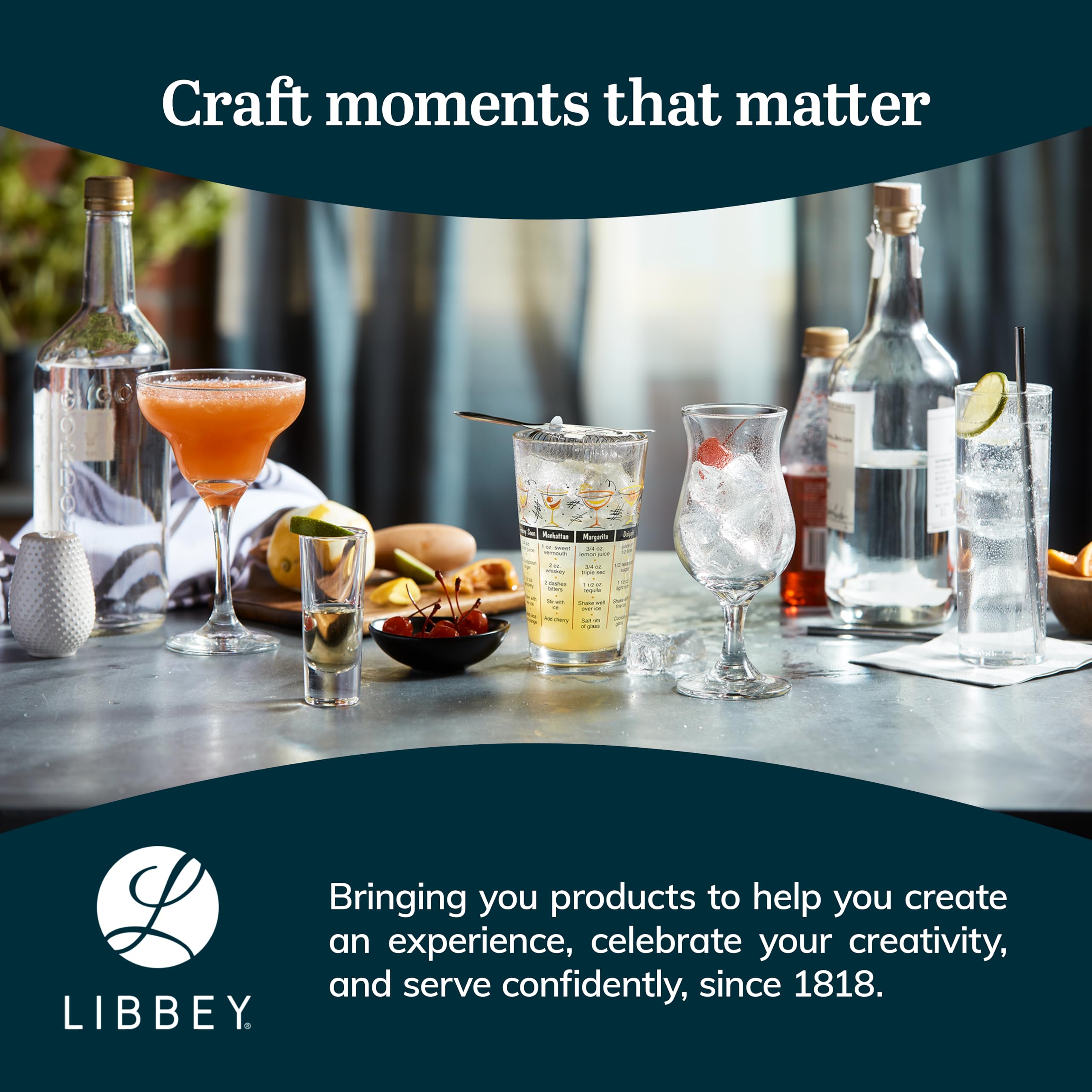 Libbey Heavy Base Drinking Glasses Set of 8, 15.5 Oz Elegant, Weighted Clear Water Glasses, Dishwasher Safe Glass Cups Set for Parties, Birthdays