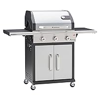  12930 Triton 3 Landmann Gas-Grillstation silber XXL Edelstahl Gusseisen 3-flammig 2+1 Gas Brenner Garten ✔ Lenkrollen mit Bremse ✔ Deckel ✔ Seitentische beidseitig ✔ Unterschrank ✔ eckig ✔ rollbar ✔ stehend grillen ✔ Grillen mit Gas ✔ mit Station ✔ mit Rädern 