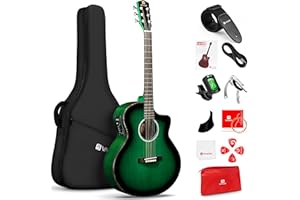 Vangoa Acoustic Electric Guitar Beginners Set, Acoustic Guitar with Built-in Pickup and Volume Knob, Jumbo Guitar Cutaway, 41" Starter Guitar Bundle for Adults Teens, Gloss Green