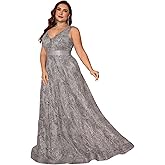 Plus Size Sleeveless Glitter Sequined Womens Long Formal Gown Aline Wedding Guest Dress Floor Length Evening Dresses
