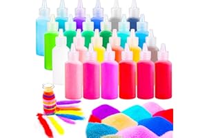Niurewan 24 PCS Art Sand,1.25oz Bottles,DIY Sand Arts and Crafts Kit,Scenic Sand for Kids,Colored Sand Kit for Wedding Decor,Painting,Crafts