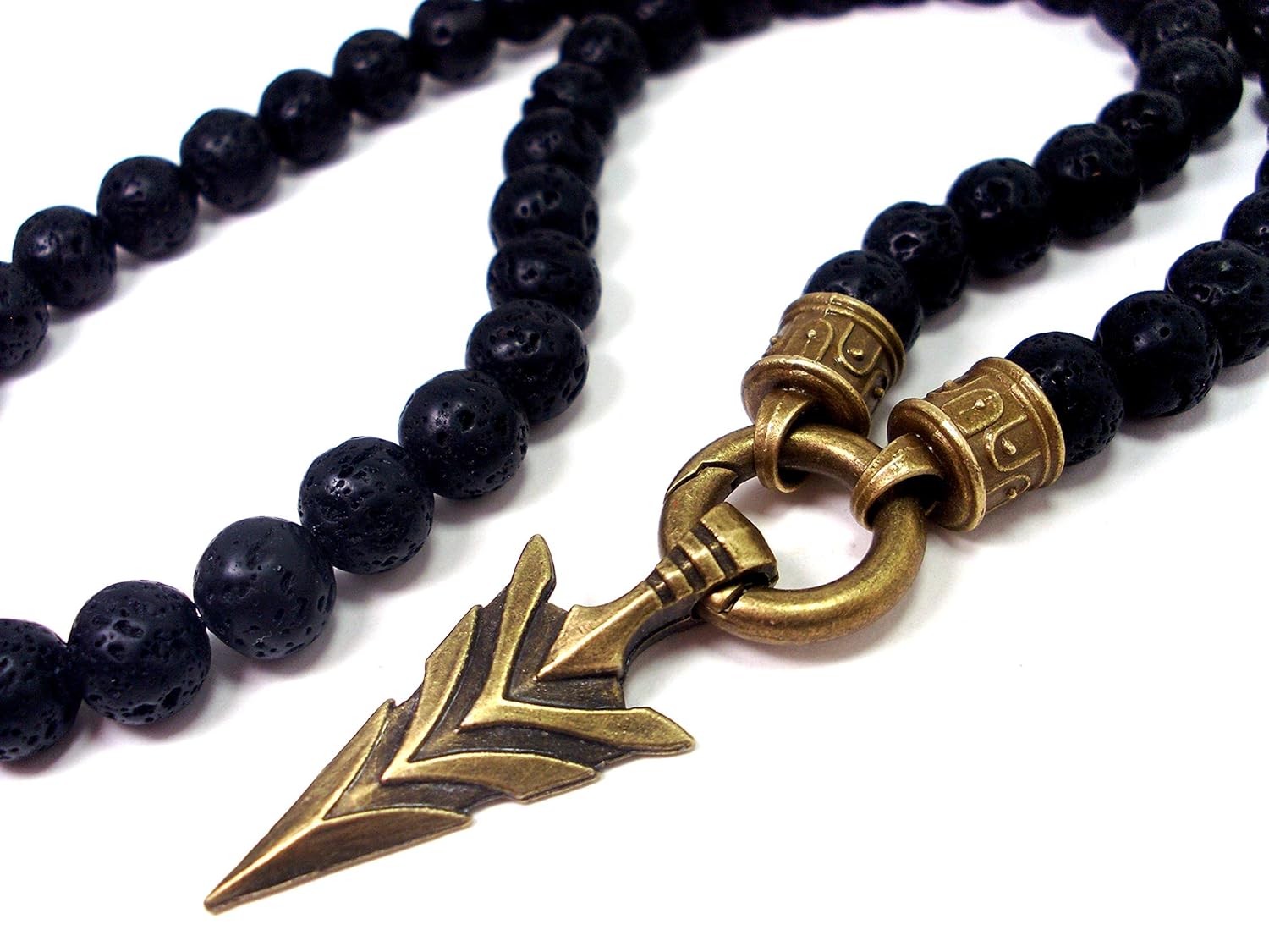 HANDMADE GEMSTONE NECKLACE, Black Lava Stone Mens Necklace