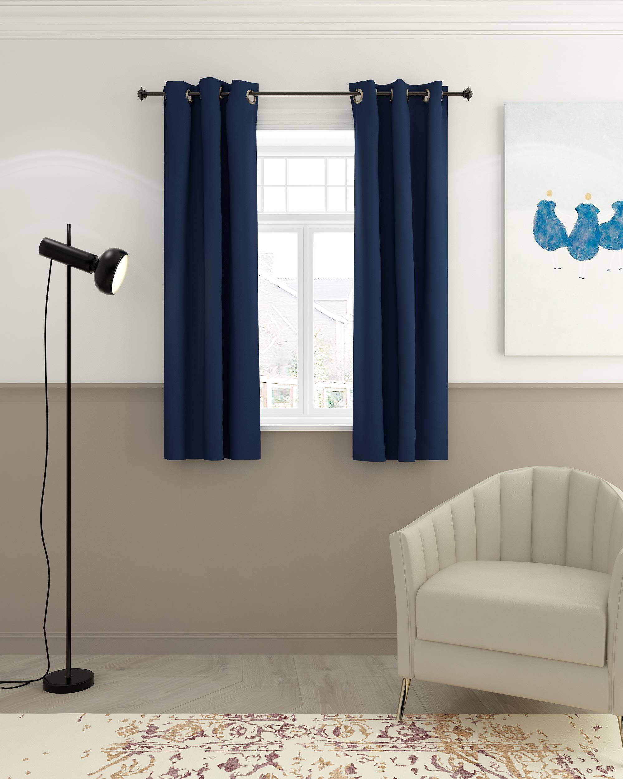 Furinno Collins Blackout Curtain 42x63 in. 1 Panel, Dark Blue