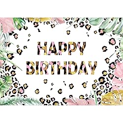 Homewelle Leopard Happy Birthday Backdrop 7Wx5H