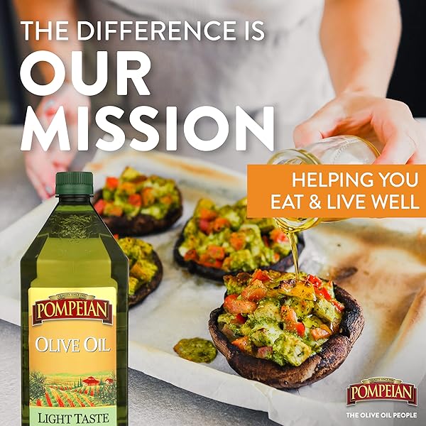 POMPEIAN LIGHT TASTE OLIVE OIL, HIGH HEAT COOKING, BAKING & SAUTEING, HIGH SMOKE POINT, 48 FL OZ