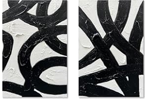 NANKAI Art Contemporary Minimalism Black and White Art Painting Texture Abstract Oil Painting Home Wall Art 36x24 inches x 2
