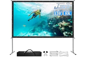 Projector Screen with Stand, Upgraded 3 Layers 120 inch 4K HD 16:9 Outdoor/Indoor Portable Front Projection Screen, Foldable 