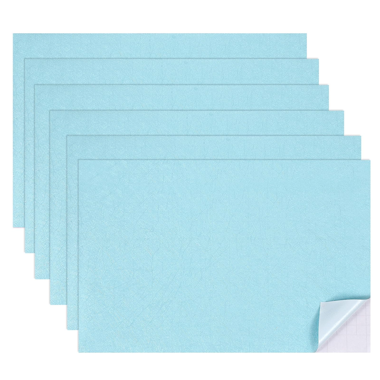 sourcing map 6 Sheets Miniature Dollhouse Wallpaper, Silk Pattern Self-Adhesive PVC Flooring Wall, Mini Wall Decor for Dollhouse Sand Table Model Accessories 11.81 x 7.87 Inch (Sky Blue)