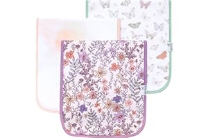 Baby Burp Cloth Large 21''x10'' Size Premium Absorbent Triple Layer 3-Pack Gift Set Flora by Copper Pearl